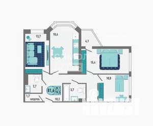 3-к квартира, вторичка, 82м2, 11/18 этаж