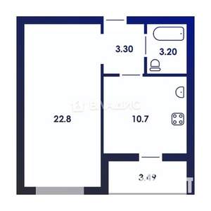 1-к квартира, вторичка, 40м2, 7/17 этаж