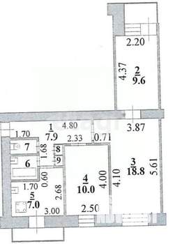 3-к квартира, вторичка, 57м2, 6/9 этаж