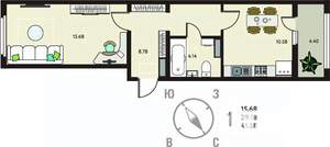 1-к квартира, вторичка, 41м2, 17/18 этаж