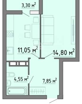 1-к квартира, вторичка, 42м2, 11/19 этаж