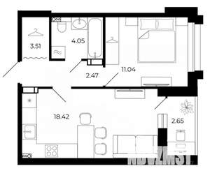 1-к квартира, вторичка, 36м2, 10/12 этаж