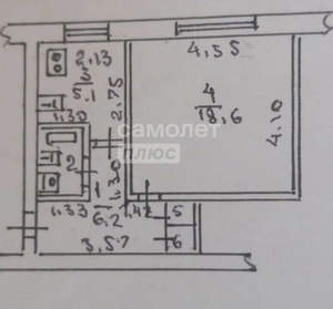 1-к квартира, вторичка, 33м2, 2/5 этаж