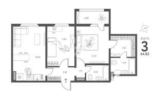 2-к квартира, вторичка, 65м2, 16/18 этаж