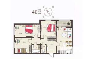 4-к квартира, строящийся дом, 80м2, 13/18 этаж