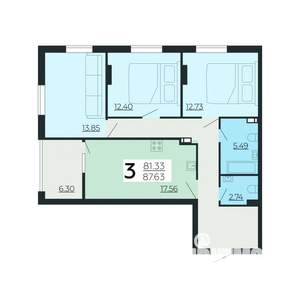 3-к квартира, вторичка, 87м2, 16/24 этаж