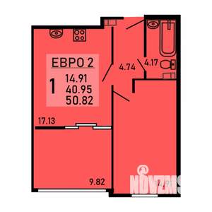 1-к квартира, вторичка, 51м2, 2/25 этаж