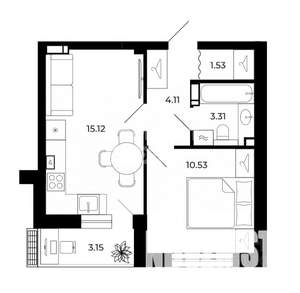 1-к квартира, вторичка, 38м2, 2/10 этаж