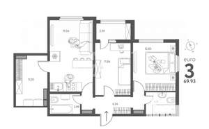 3-к квартира, вторичка, 70м2, 10/17 этаж