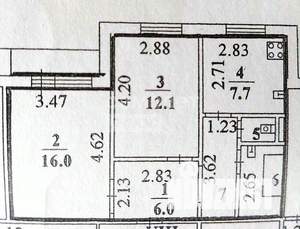 2-к квартира, вторичка, 52м2, 9/10 этаж