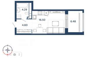 Студия квартира, вторичка, 31м2, 2/23 этаж