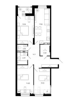 3-к квартира, вторичка, 85м2, 7/23 этаж