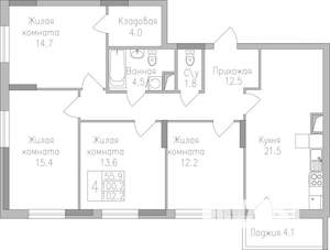 4-к квартира, строящийся дом, 102м2, 6/19 этаж