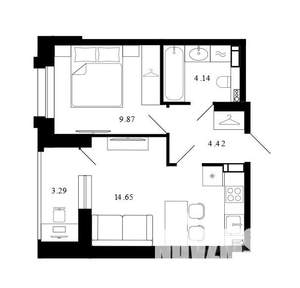 1-к квартира, вторичка, 36м2, 2/12 этаж