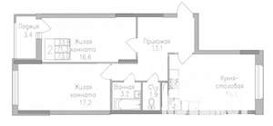 2-к квартира, вторичка, 73м2, 9/17 этаж