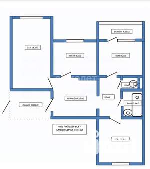 3-к квартира, вторичка, 71м2, 1/9 этаж