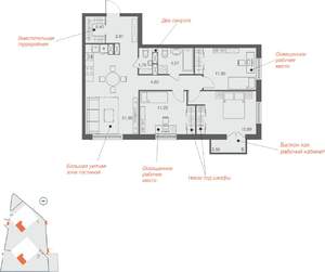 3-к квартира, вторичка, 79м2, 23/25 этаж