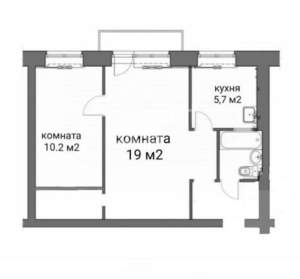 2-к квартира, вторичка, 42м2, 5/6 этаж