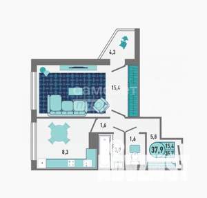 1-к квартира, вторичка, 38м2, 2/18 этаж