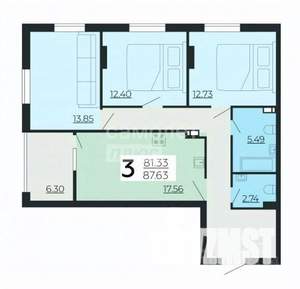 3-к квартира, вторичка, 88м2, 10/25 этаж