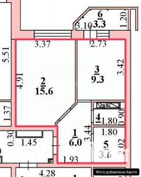 1-к квартира, вторичка, 39м2, 8/17 этаж