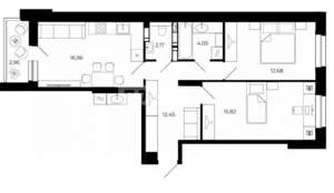 2-к квартира, вторичка, 65м2, 4/24 этаж