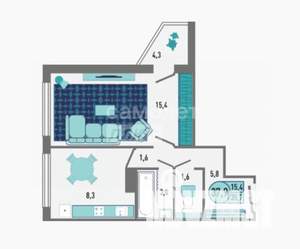 1-к квартира, вторичка, 38м2, 1/18 этаж