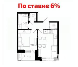 1-к квартира, вторичка, 41м2, 3/12 этаж