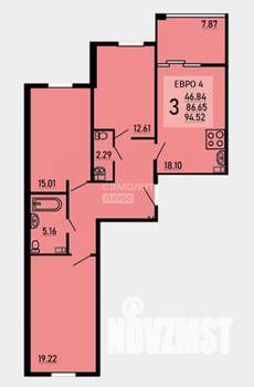 3-к квартира, вторичка, 87м2, 6/23 этаж