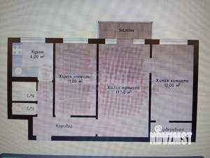 3-к квартира, вторичка, 57м2, 5/5 этаж