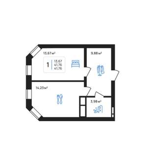 1-к квартира, вторичка, 42м2, 2/8 этаж