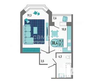 1-к квартира, вторичка, 38м2, 7/18 этаж