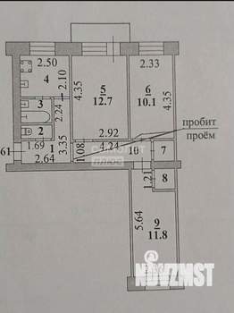 3-к квартира, вторичка, 55м2, 5/5 этаж