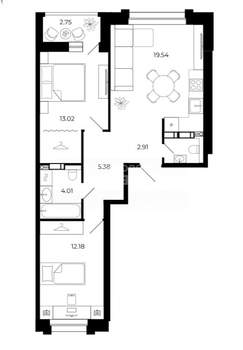 3-к квартира, вторичка, 62м2, 8/12 этаж