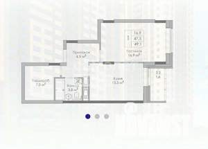 1-к квартира, вторичка, 49м2, 8/19 этаж