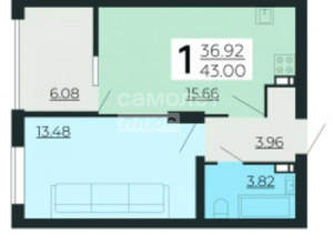 1-к квартира, вторичка, 37м2, 9/24 этаж
