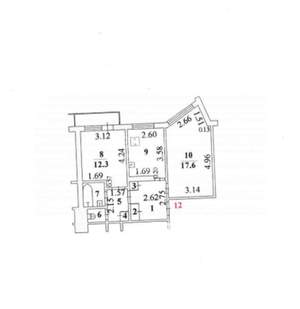 2-к квартира, вторичка, 53м2, 3/9 этаж