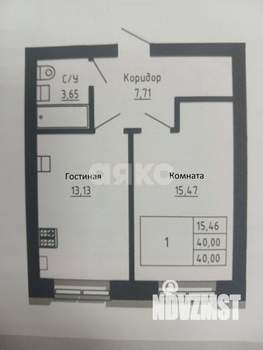1-к квартира, сданный дом, 40м2, 2/4 этаж