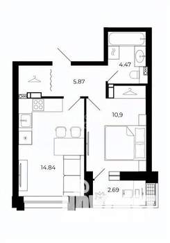 1-к квартира, строящийся дом, 39м2, 8/15 этаж