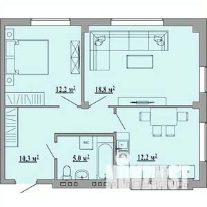 2-к квартира, строящийся дом, 61м2, 5/5 этаж