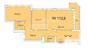 3-к квартира, вторичка, 113м2, 8/19 этаж