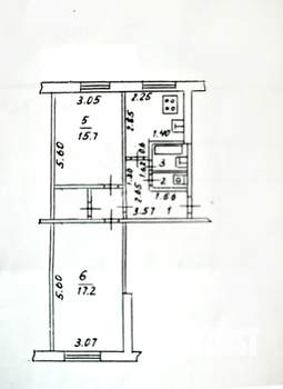 2-к квартира, вторичка, 44м2, 1/5 этаж