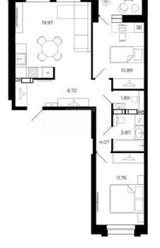 3-к квартира, строящийся дом, 62м2, 8/17 этаж