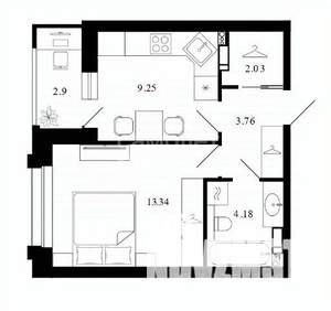 1-к квартира, вторичка, 36м2, 3/12 этаж