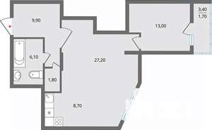 2-к квартира, строящийся дом, 69м2, 11/25 этаж