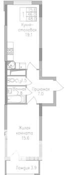 1-к квартира, вторичка, 48м2, 10/19 этаж