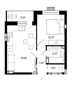 1-к квартира, вторичка, 38м2, 2/10 этаж