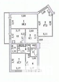 4-к квартира, вторичка, 86м2, 8/9 этаж