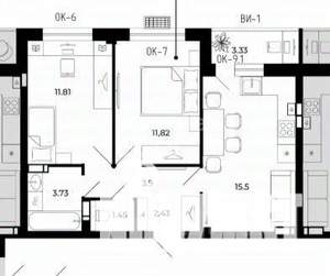 2-к квартира, вторичка, 54м2, 5/10 этаж