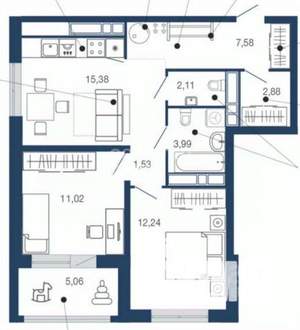 2-к квартира, вторичка, 62м2, 17/22 этаж
